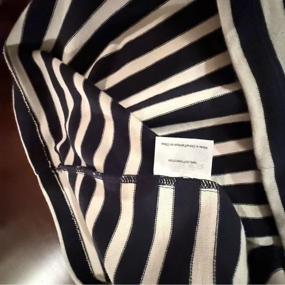 Tory Burch Navy Stripe Knit Dress Ruffle Collar Size small Breton Style - Picture 8 of 9